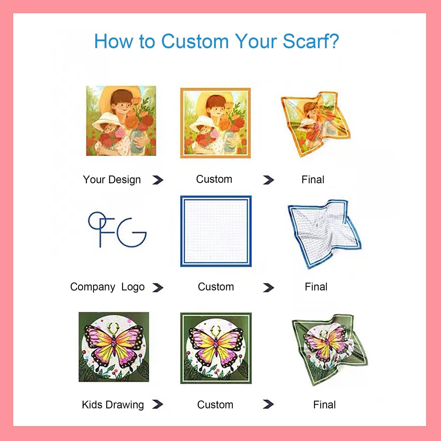 Custom Mulberry Silk Scarf, Personalized Silk Scarf Hand Rolled Hem, Custom Scarf Handmade Gift 100% Pure Silk Bandana, Wedding Favor Scarf