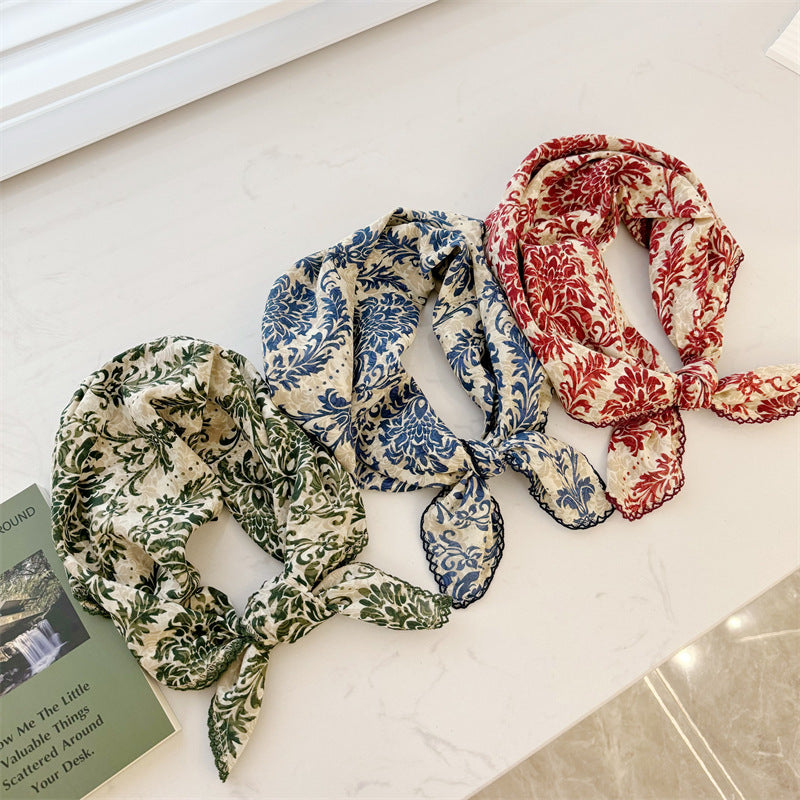 Silk-Like Polyester Scarf - Elegant Spring/Autumn Fashion Accessory for Women